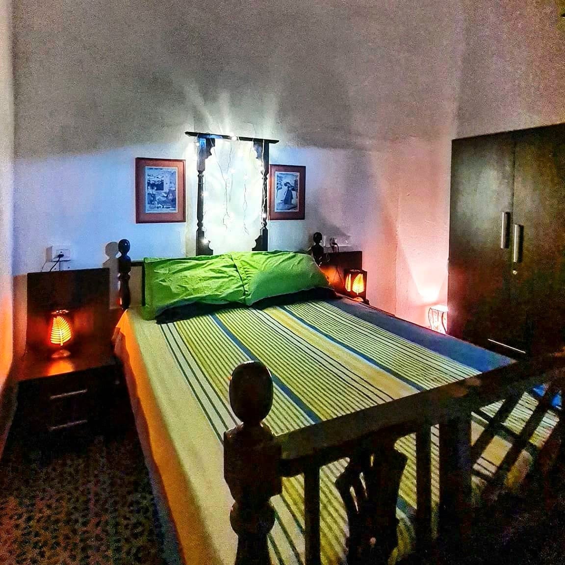 Nana's Room bed and cupboard — wooden wardrobe, heritage décor, cosy bedroom