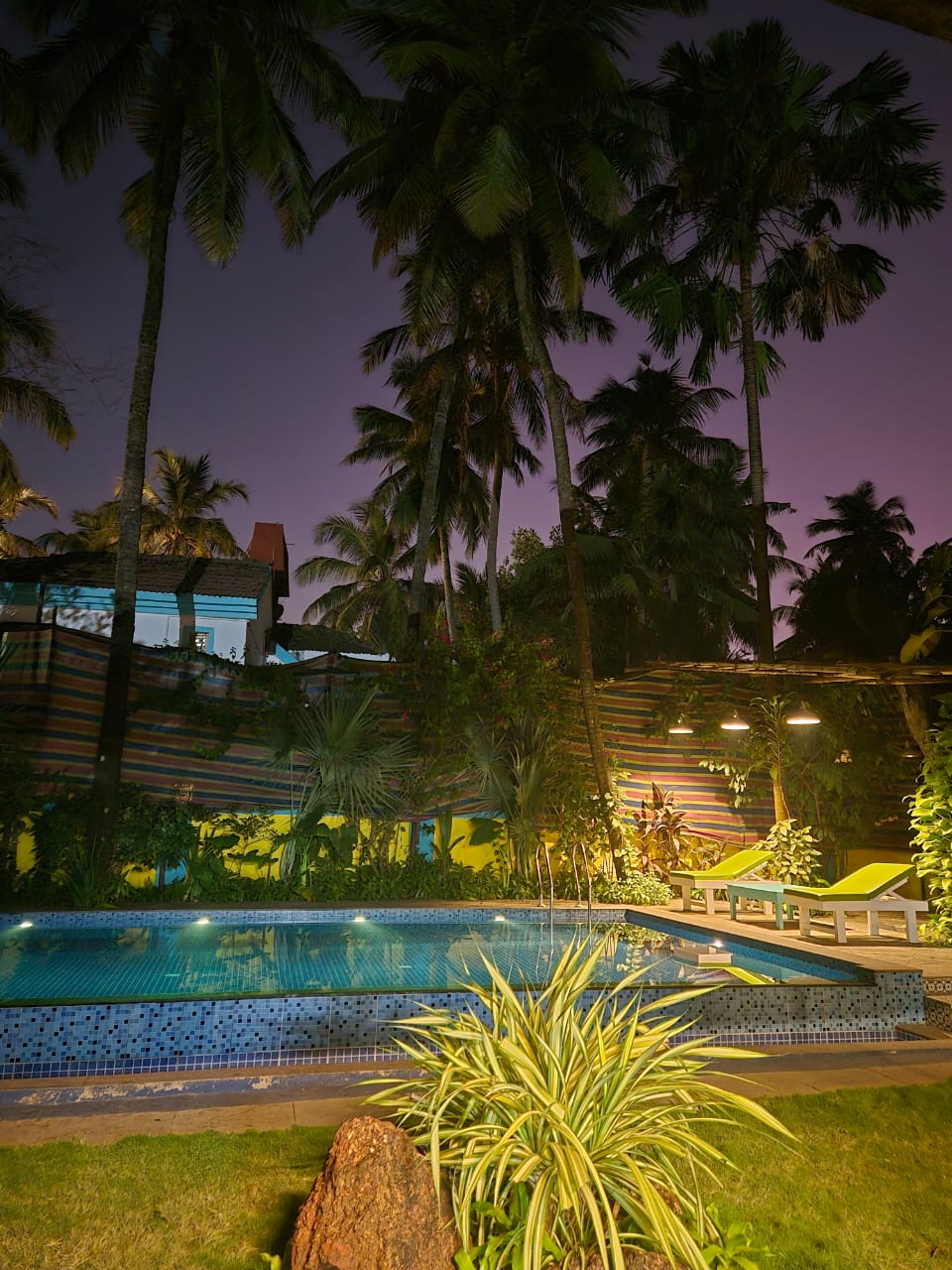 Poolside sunbeds at Valentine Villa — relaxing by the private pool